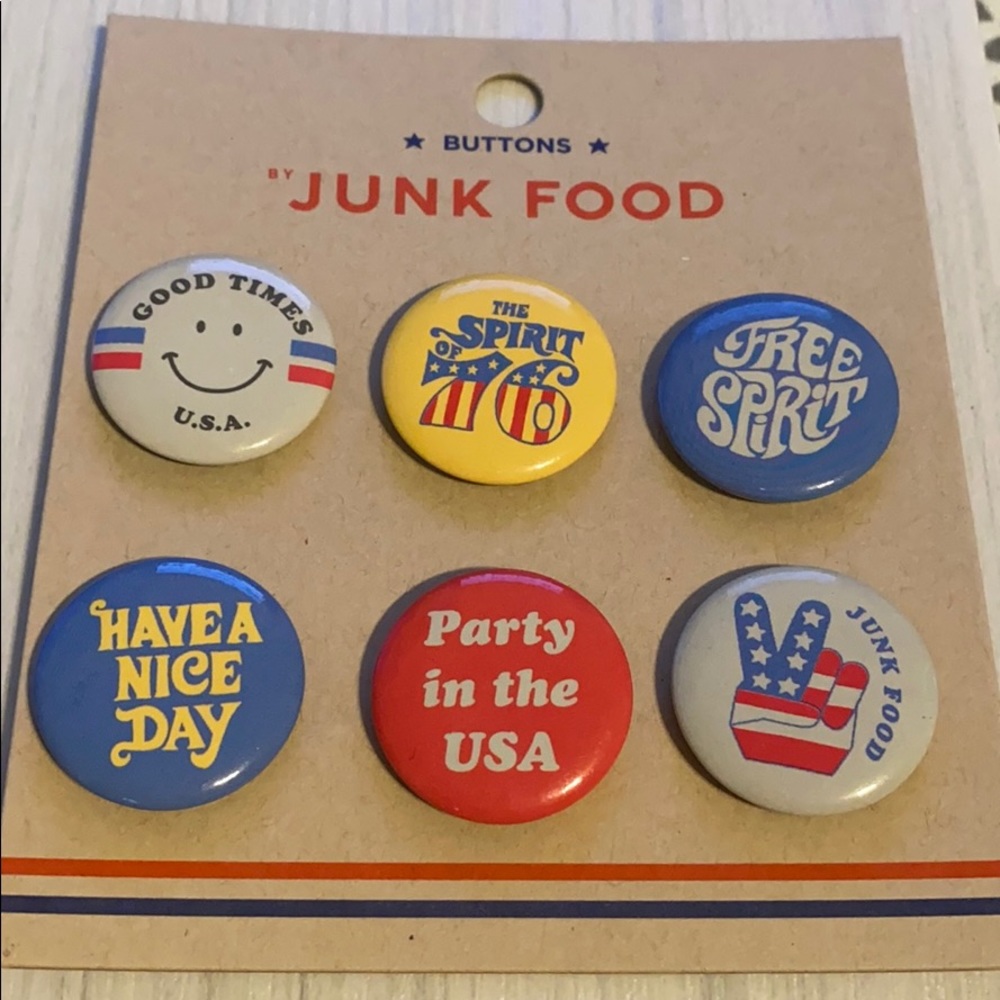 Junk Food Clothing Retro  Button 6 pack